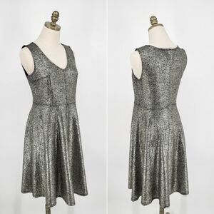 Torrid Sleeveless Dress Metallic Sparkle Silver Black Size 00 10